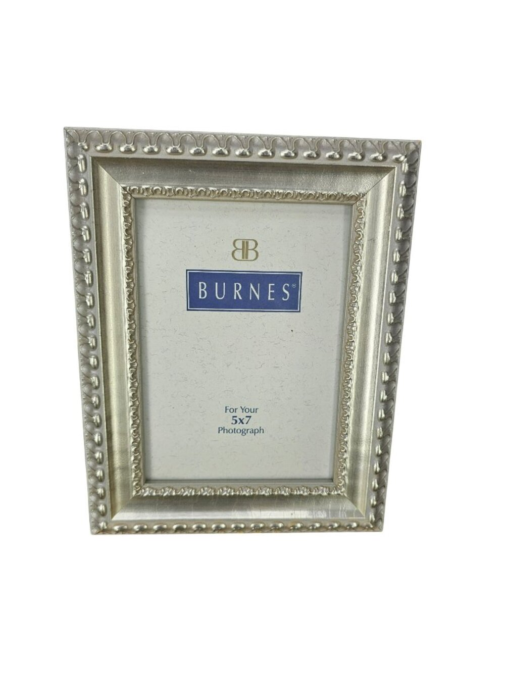 Burnes Silver 5x7 Ornate Photo Frame With Beaded Design And Easel Back